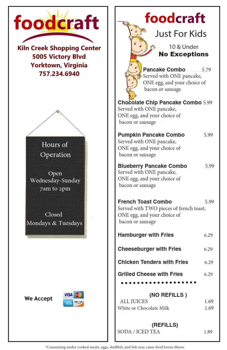 Food Craft Menu - Updated October 2025