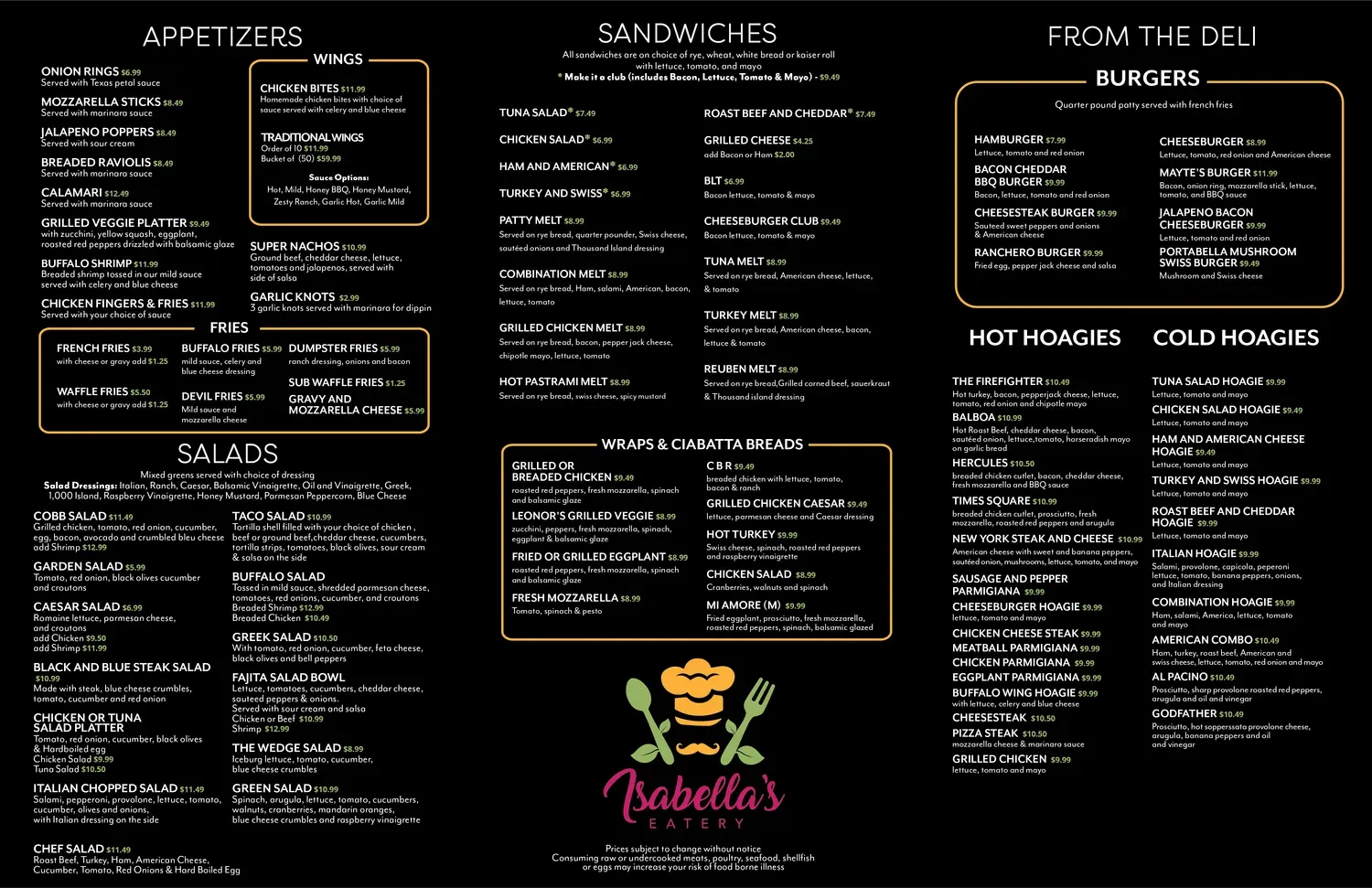 Isabella's Eatery Menu - Updated October 2025