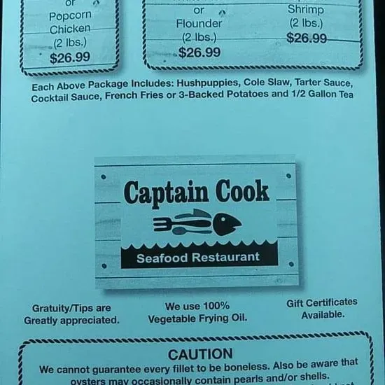 Captain Cook Menu | Danville, VA | Checkle