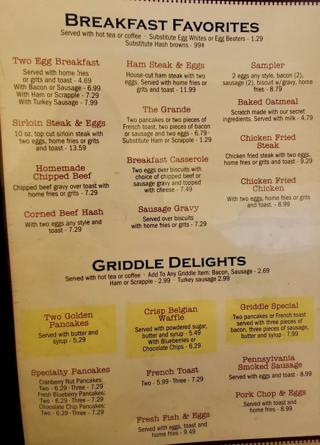 New Freedom Restaurant and Coffee Shop Menu - Updated October 2025