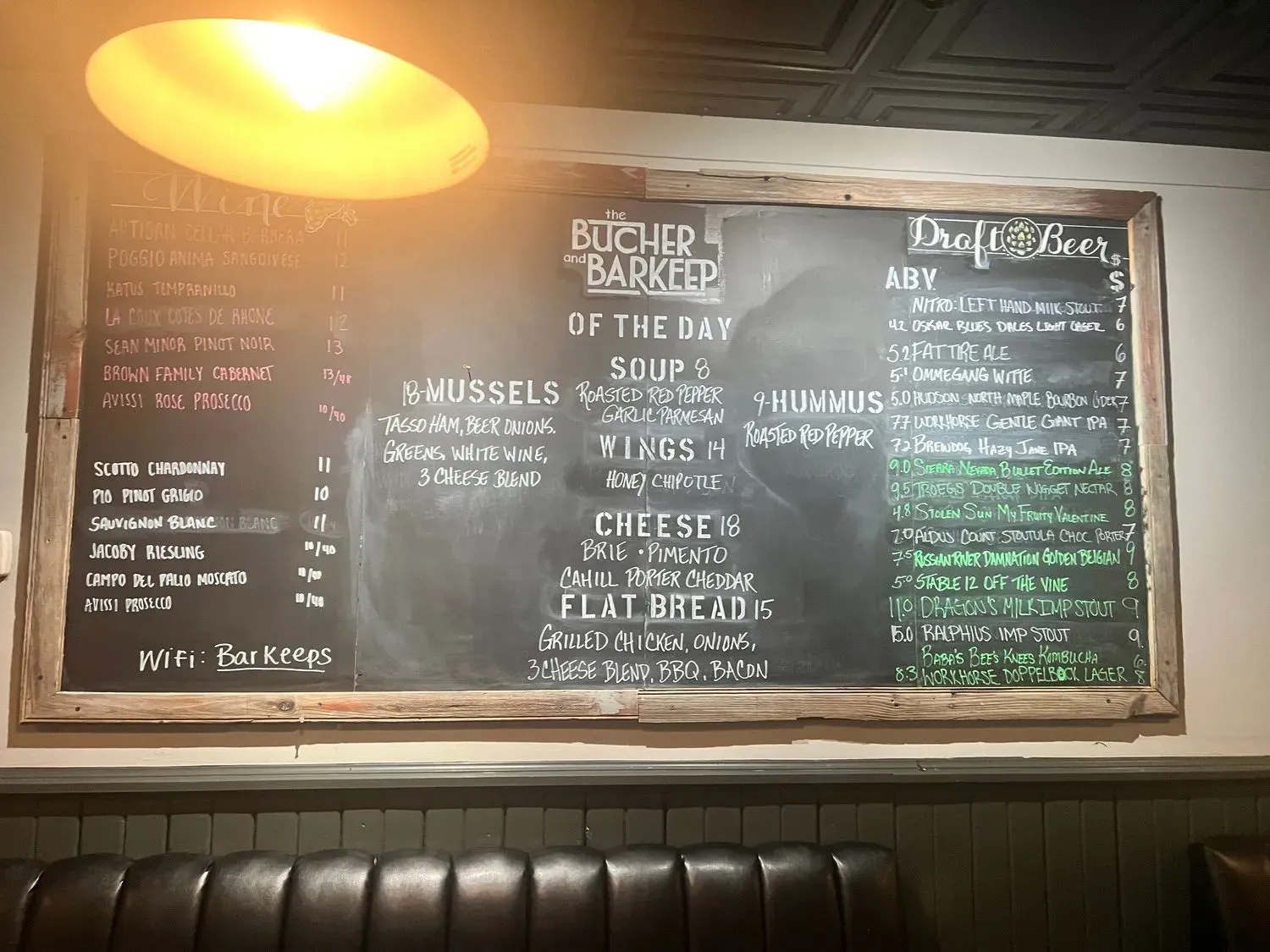 The Butcher and Barkeep Menu - Updated October 2025