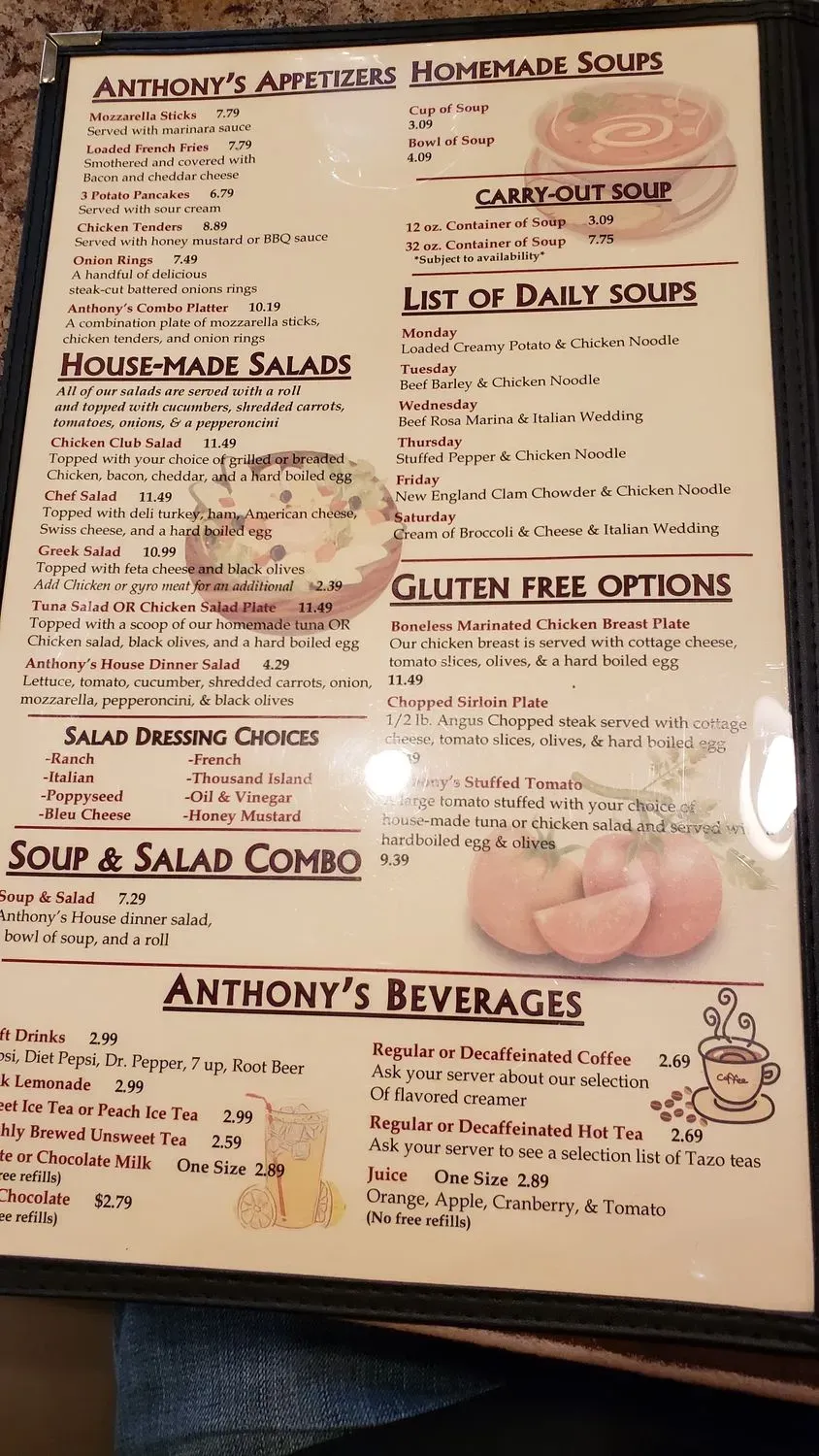 Anthony's Family Restaurant Menu - Updated October 2025