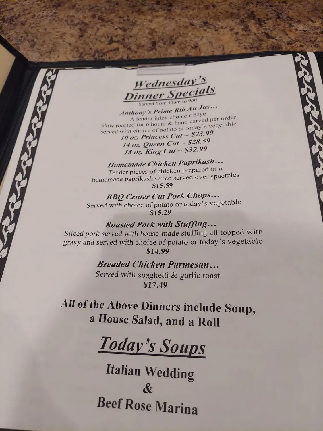 Anthony's Family Restaurant Menu - Updated October 2025