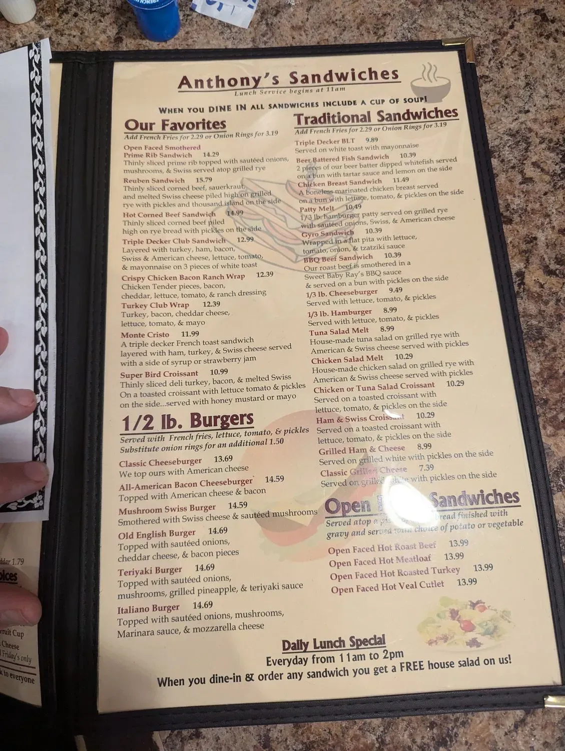Anthony's Family Restaurant Menu - Updated October 2025