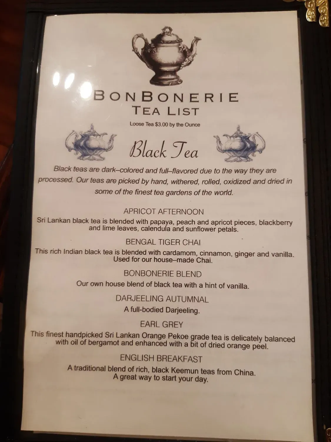 The BonBonerie Menu - Updated October 2025