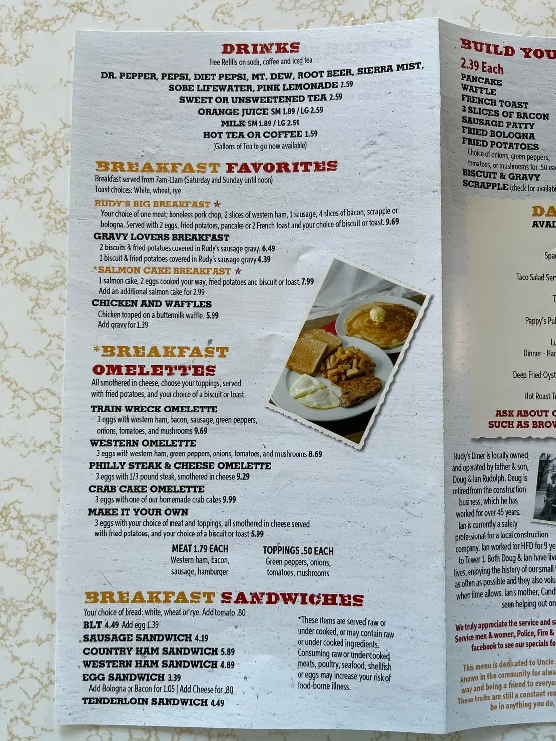 Rudy’s Diner Menu - Updated October 2025