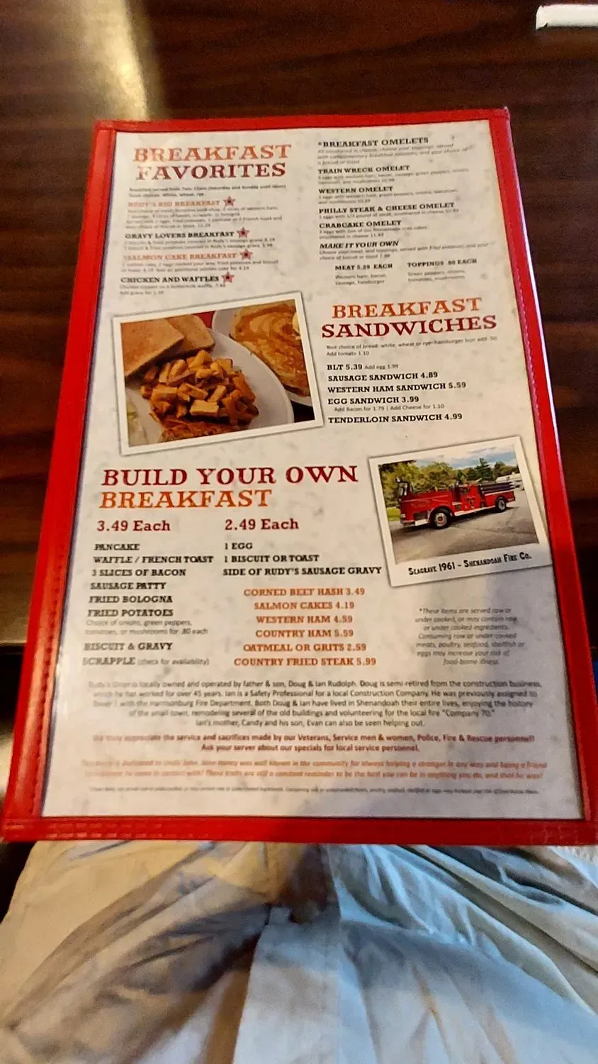 Rudy’s Diner Menu - Updated October 2025