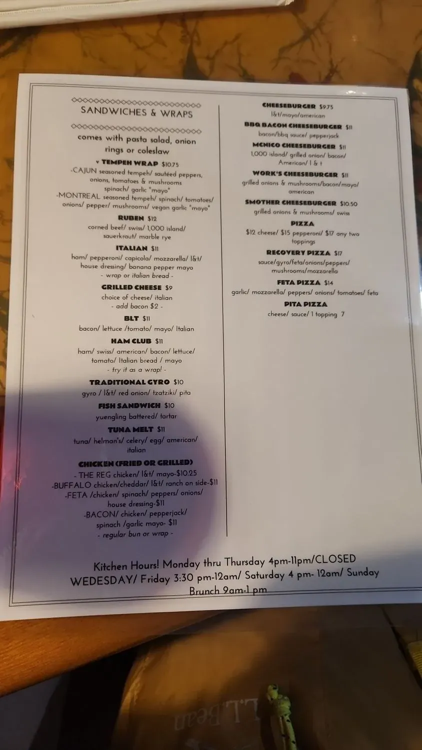 Nico's Recovery Room Menu - Updated October 2025
