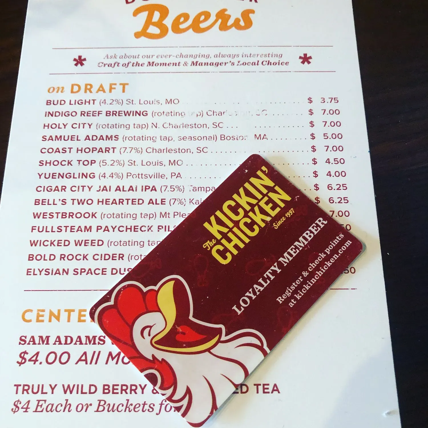 The Kickin' Chicken Menu - Updated October 2025