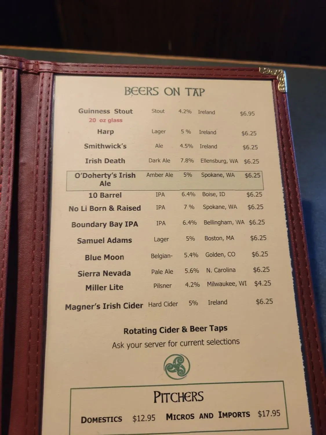 O'Doherty's Irish Grille Menu - Updated October 2025