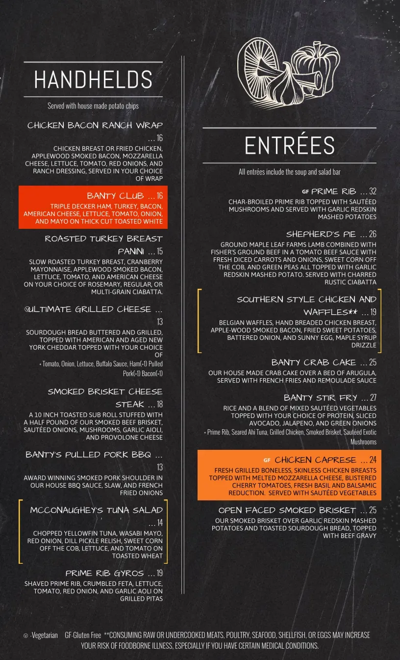Banty Rooster Restaurant Menu - Updated October 2025