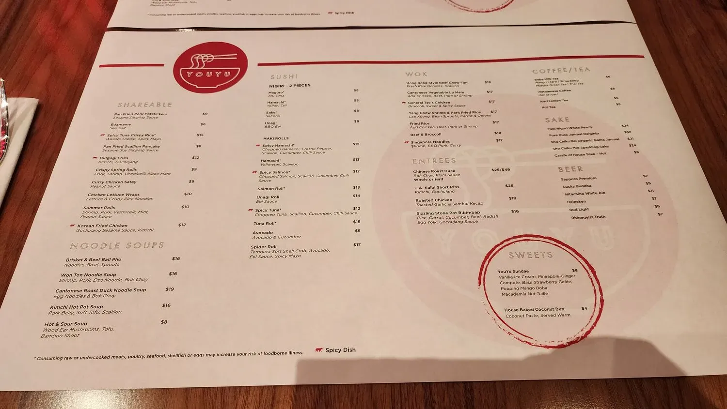 YouYu Menu - Updated October 2025