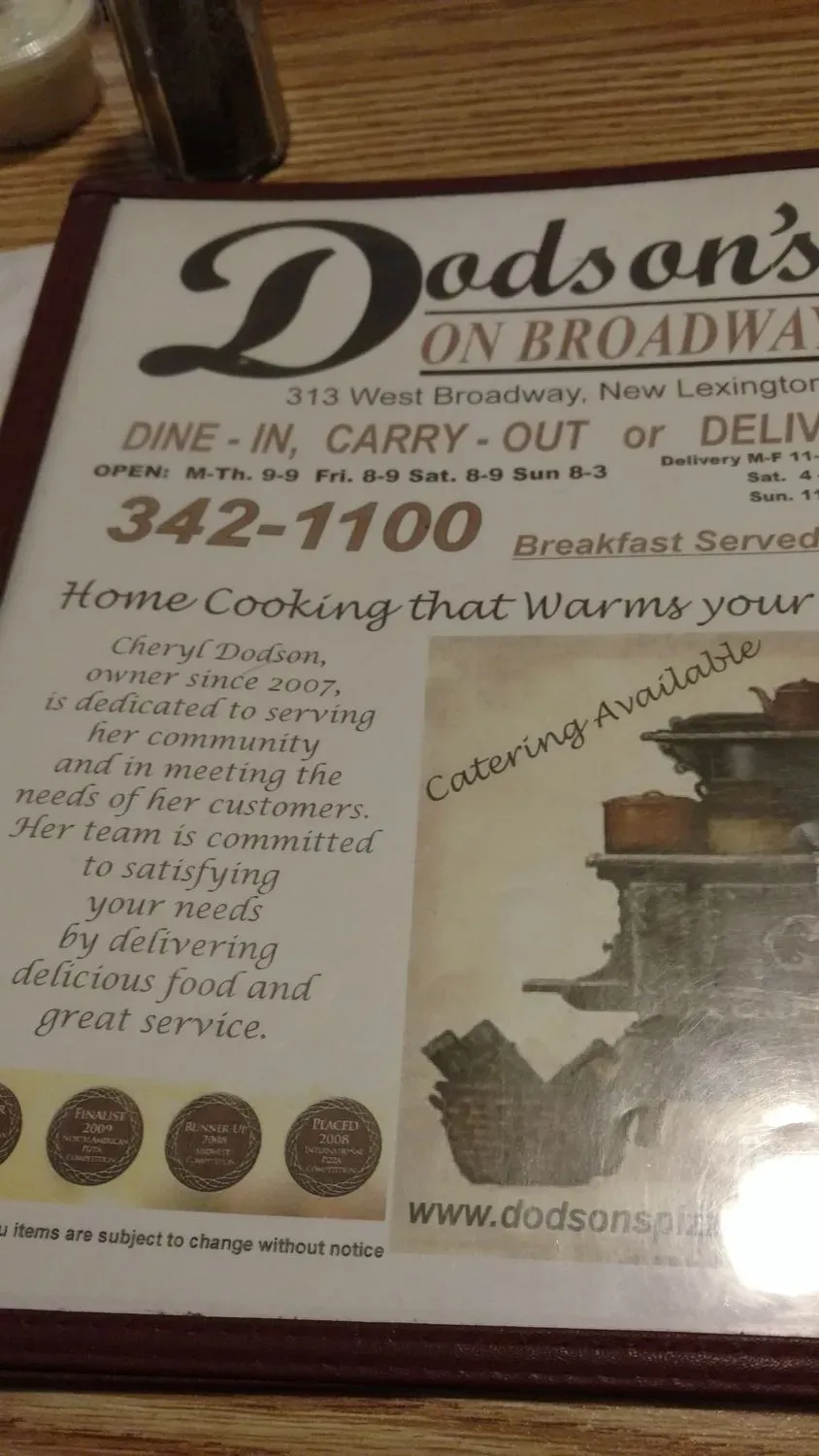 Dodson's On Broadway Menu - Updated October 2025