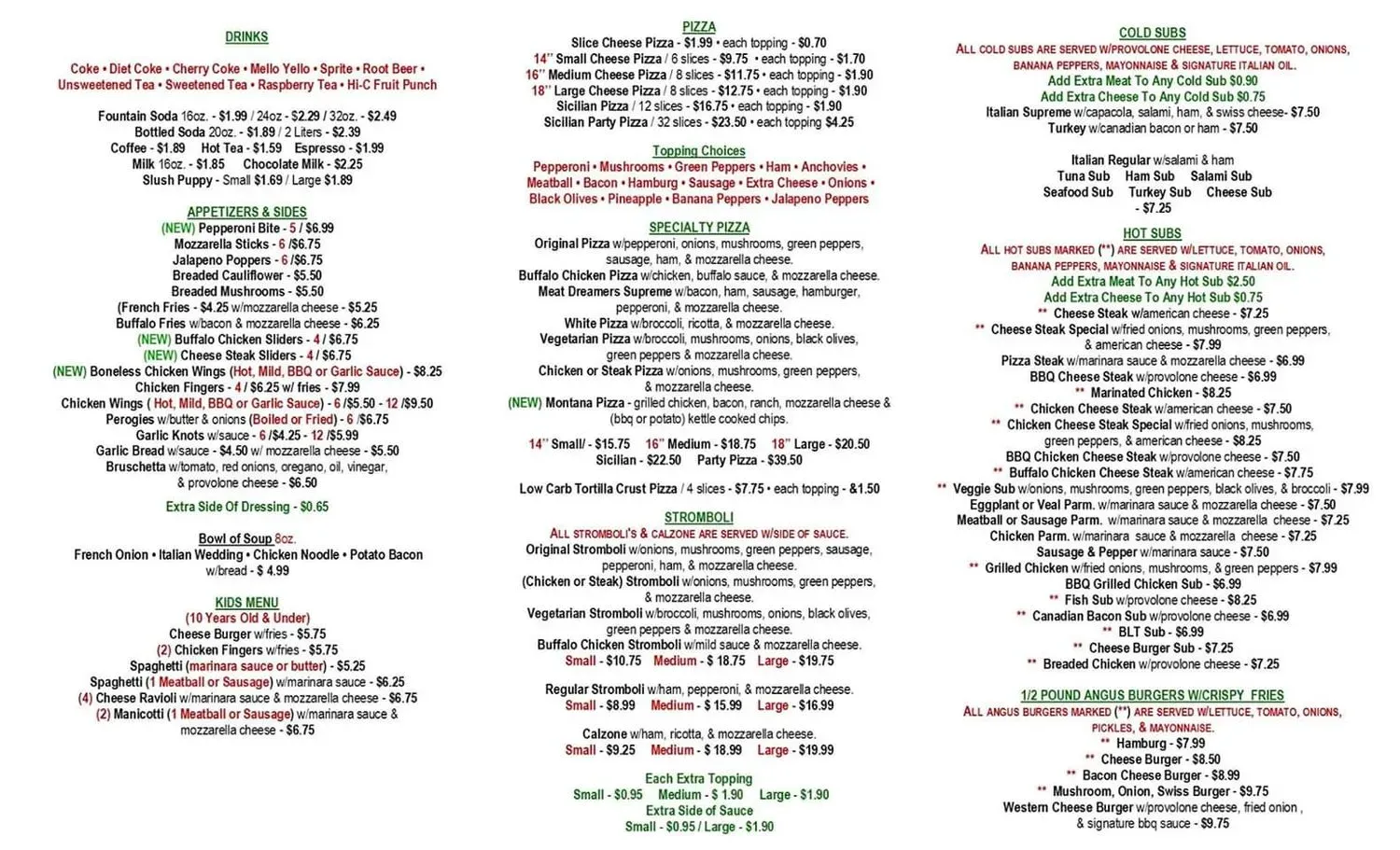 OIP Menu - Updated July 2025