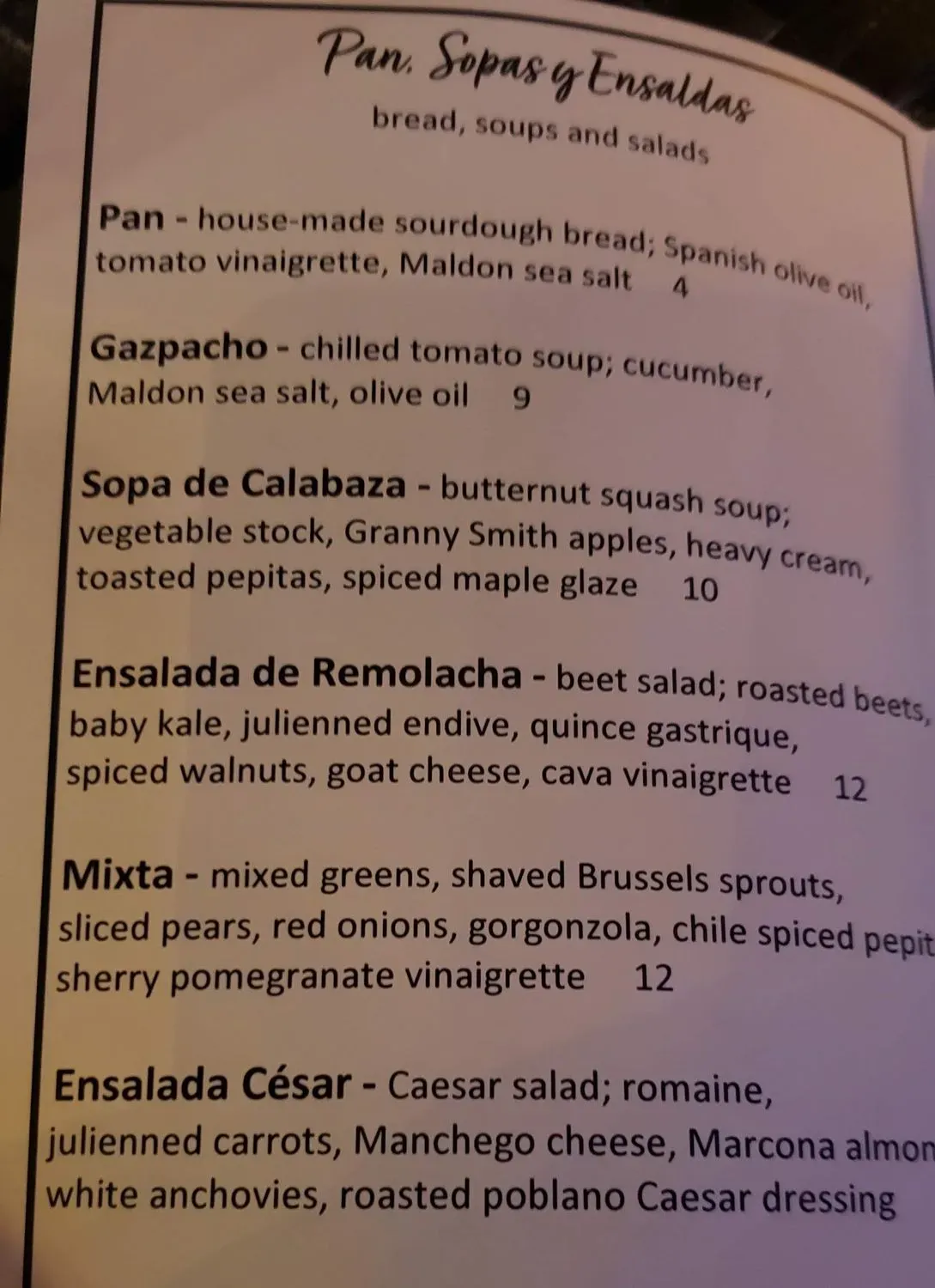 Menu 5