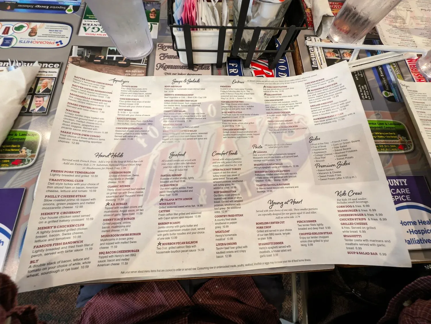 Henry's Restaurant Menu - Updated October 2025