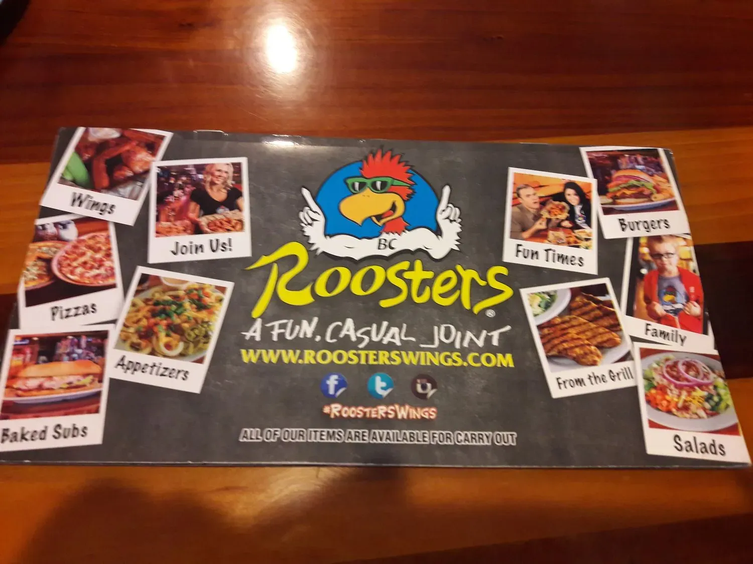 Roosters Menu - Updated October 2025