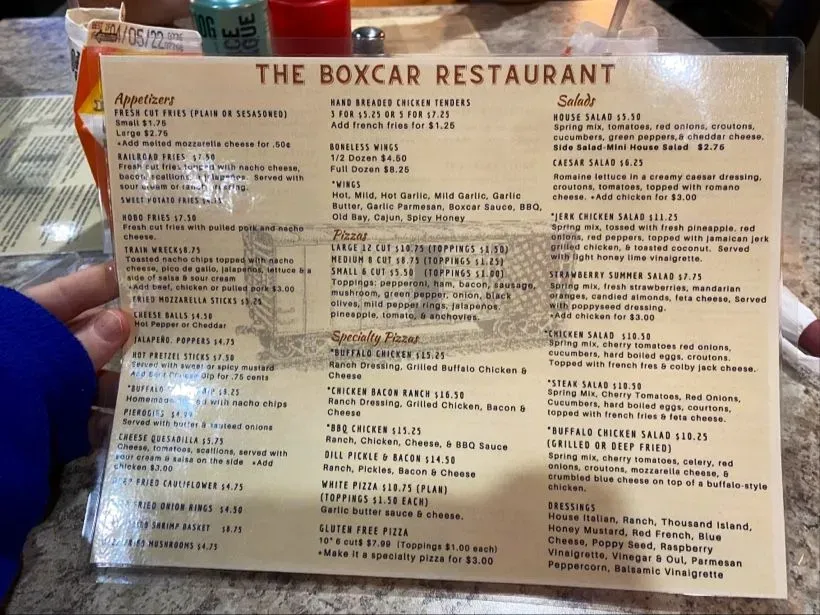 The Boxcar Restaurant LLC Menu - Updated October 2025