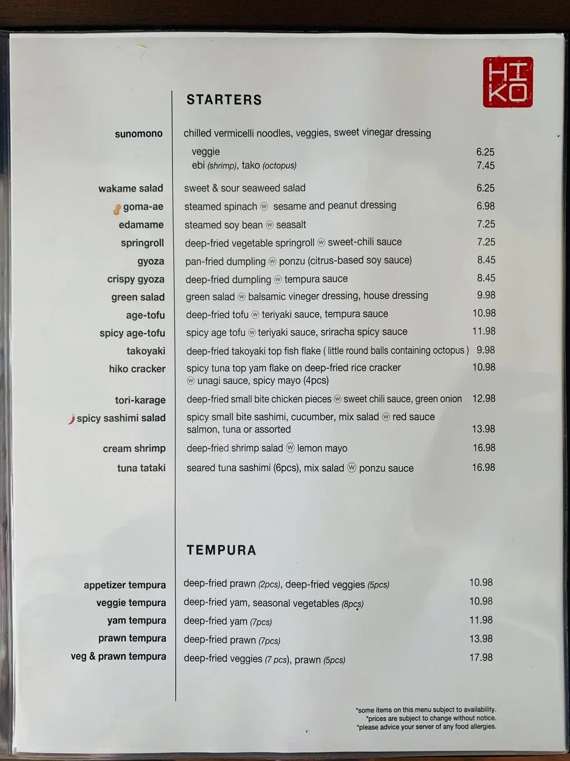 Menu 1