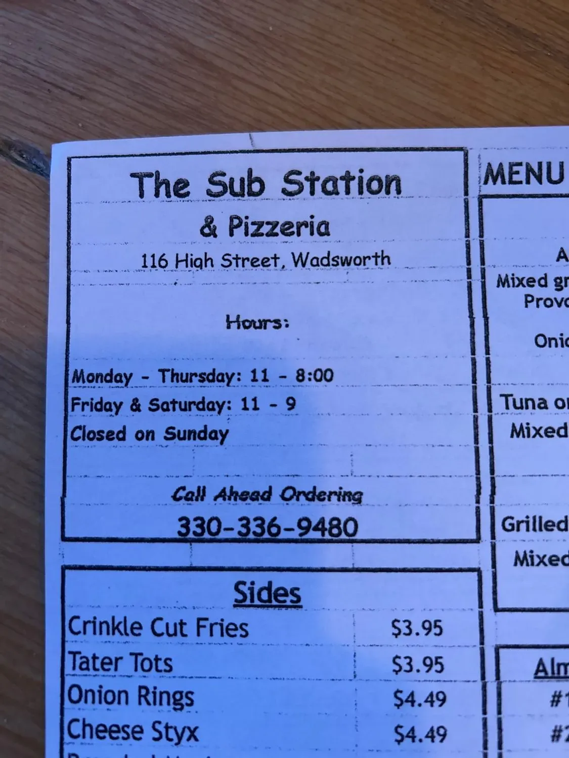 Menu 1
