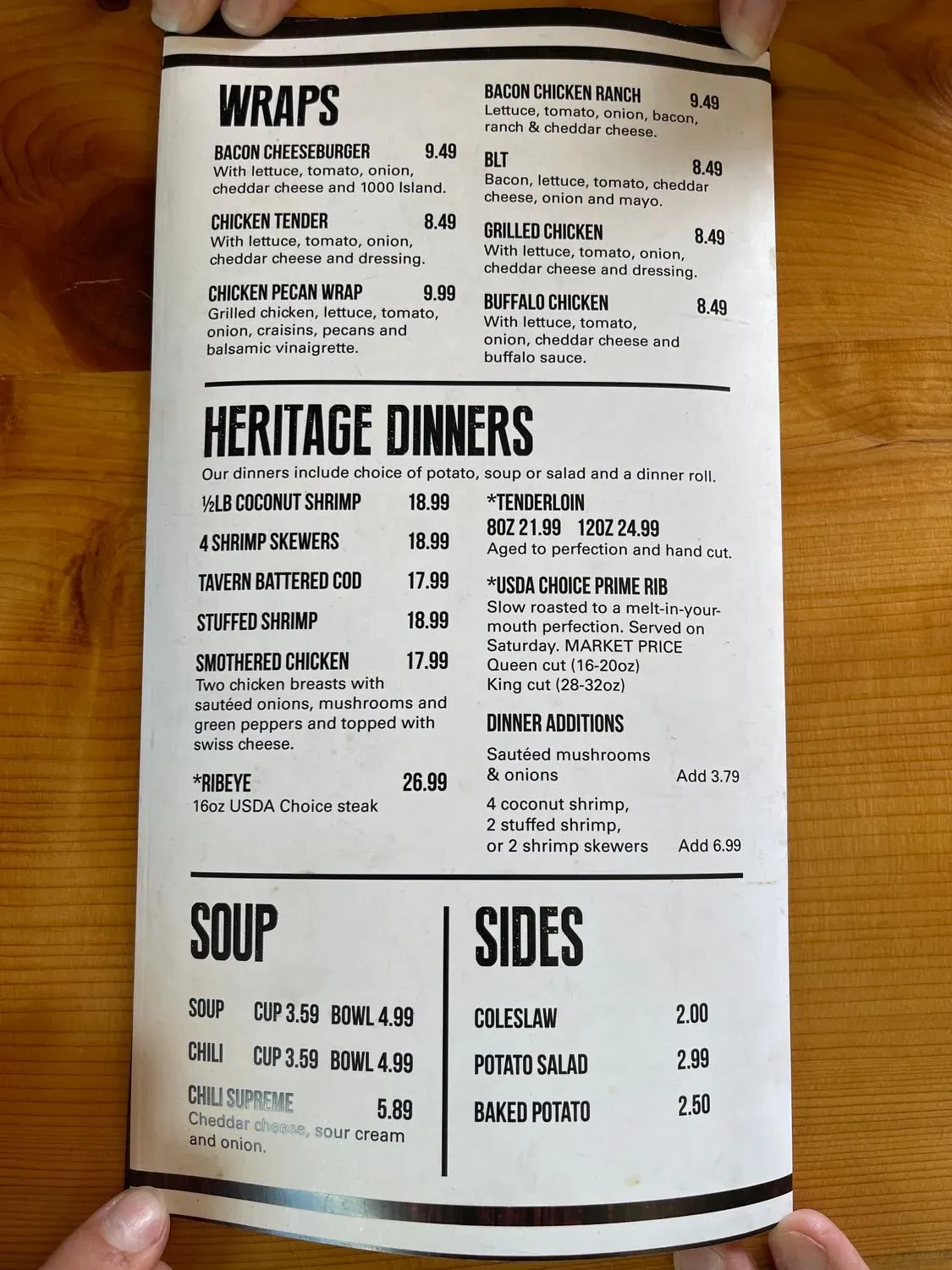 The Heritage Inn Menu - Updated October 2025