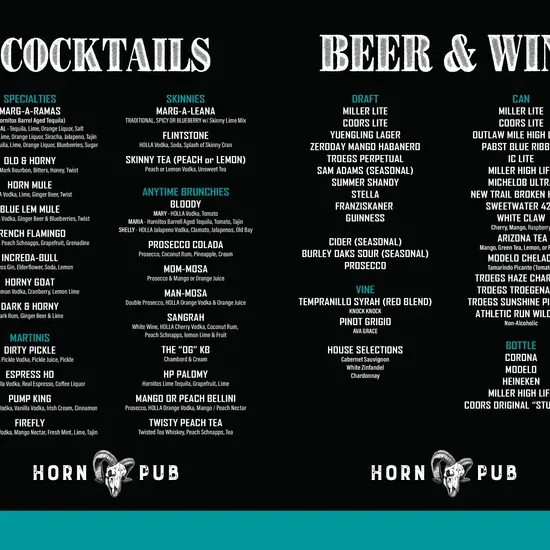 Horn Pub Menu | Lewisberry, PA | Checkle