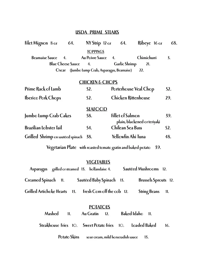 Rittenhouse Grill Menu - Updated October 2025