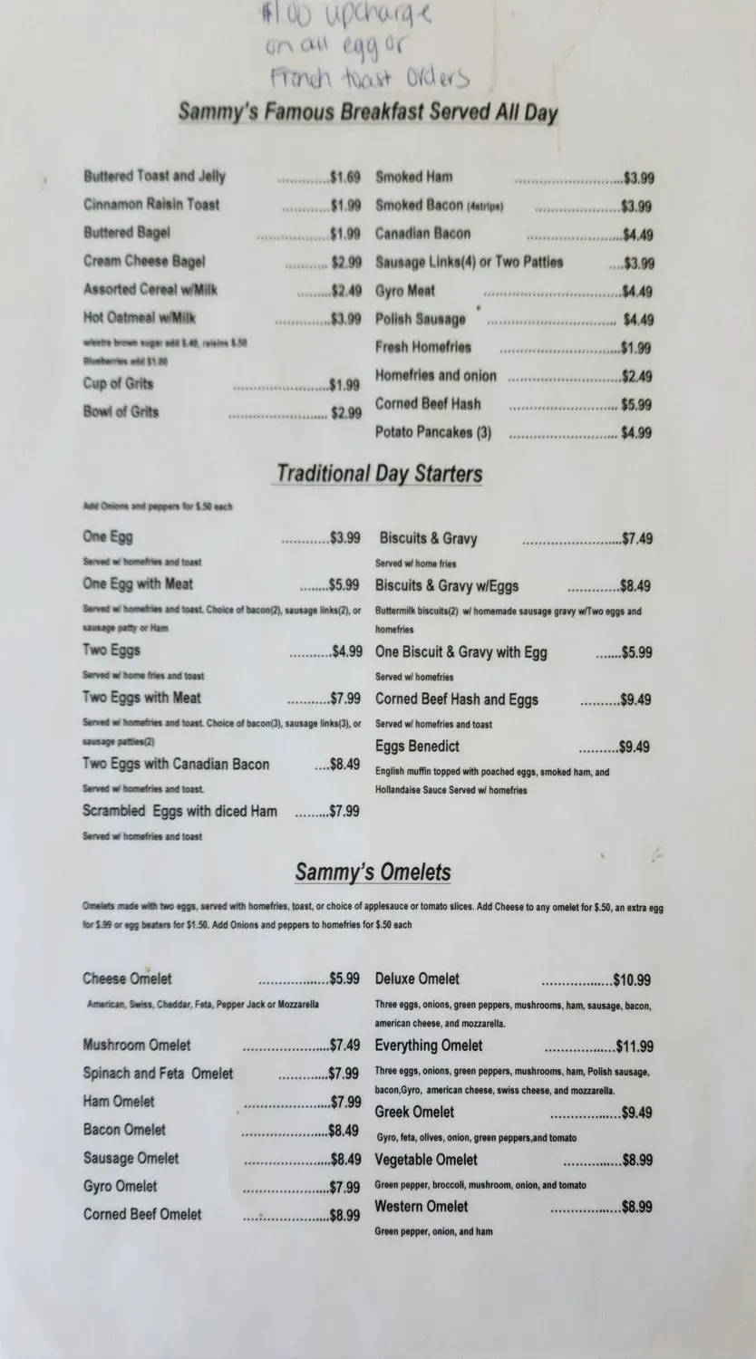 Sammy's Family Restaurant - Grand River, OH Menu - Updated October 2025