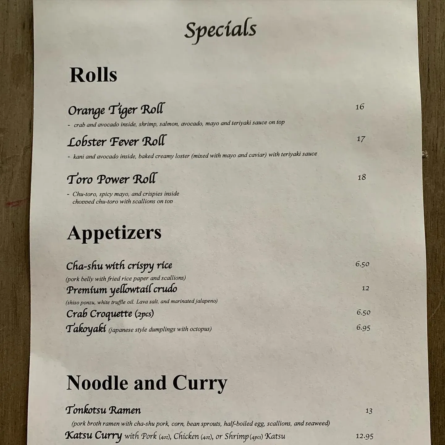 Menu 5