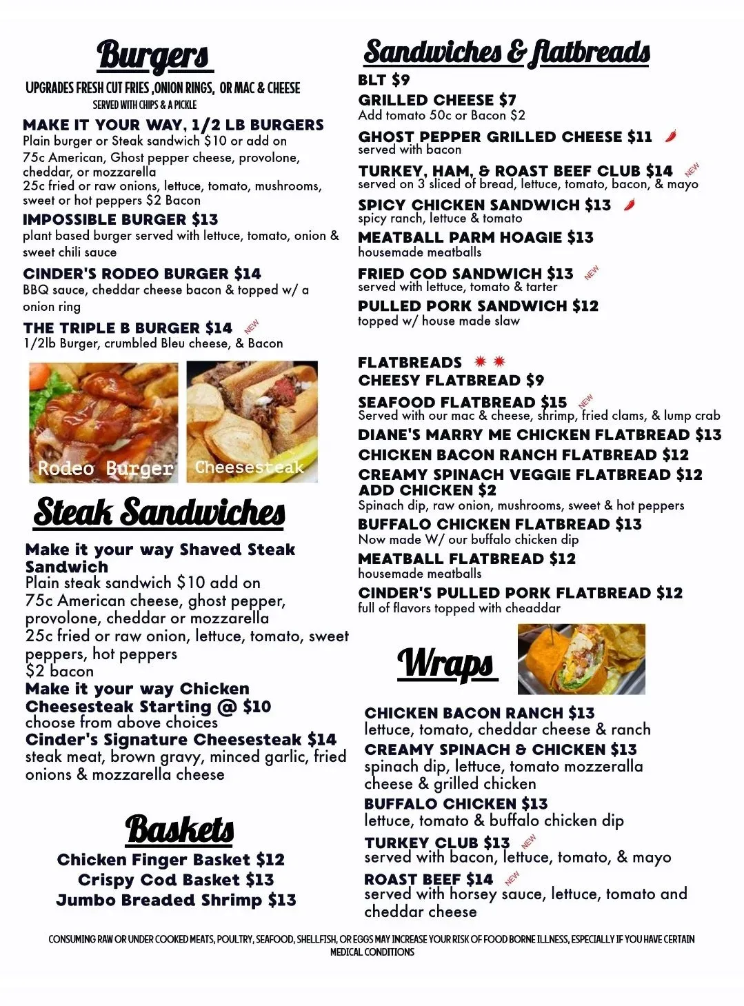 The Cinder Inn Menu - Updated October 2025