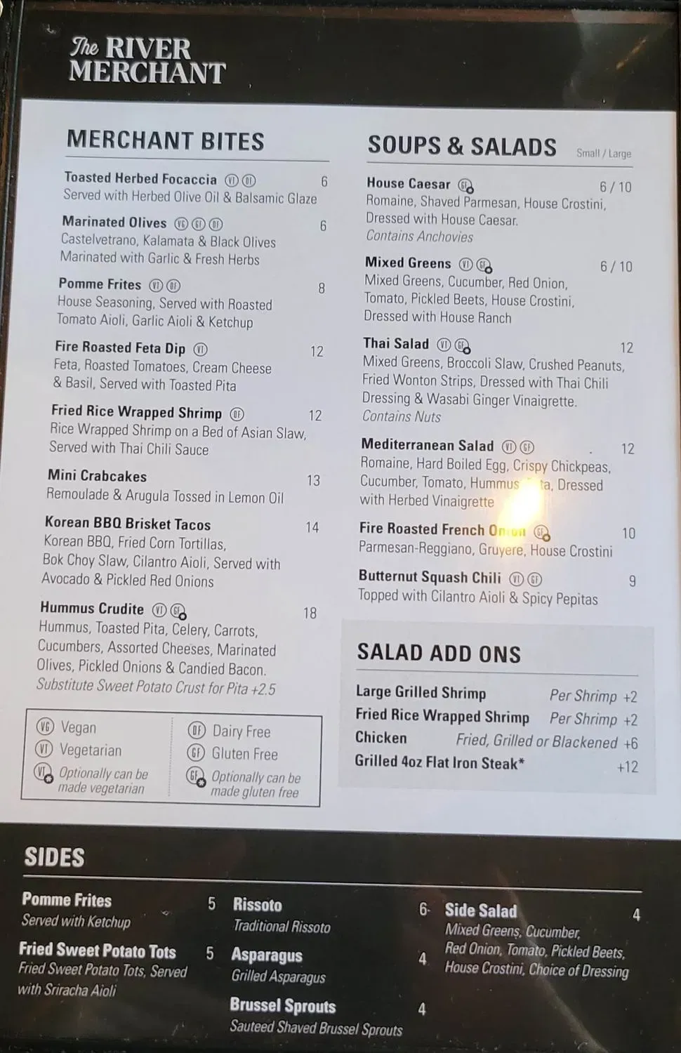 The River Merchant Menu - Updated October 2025