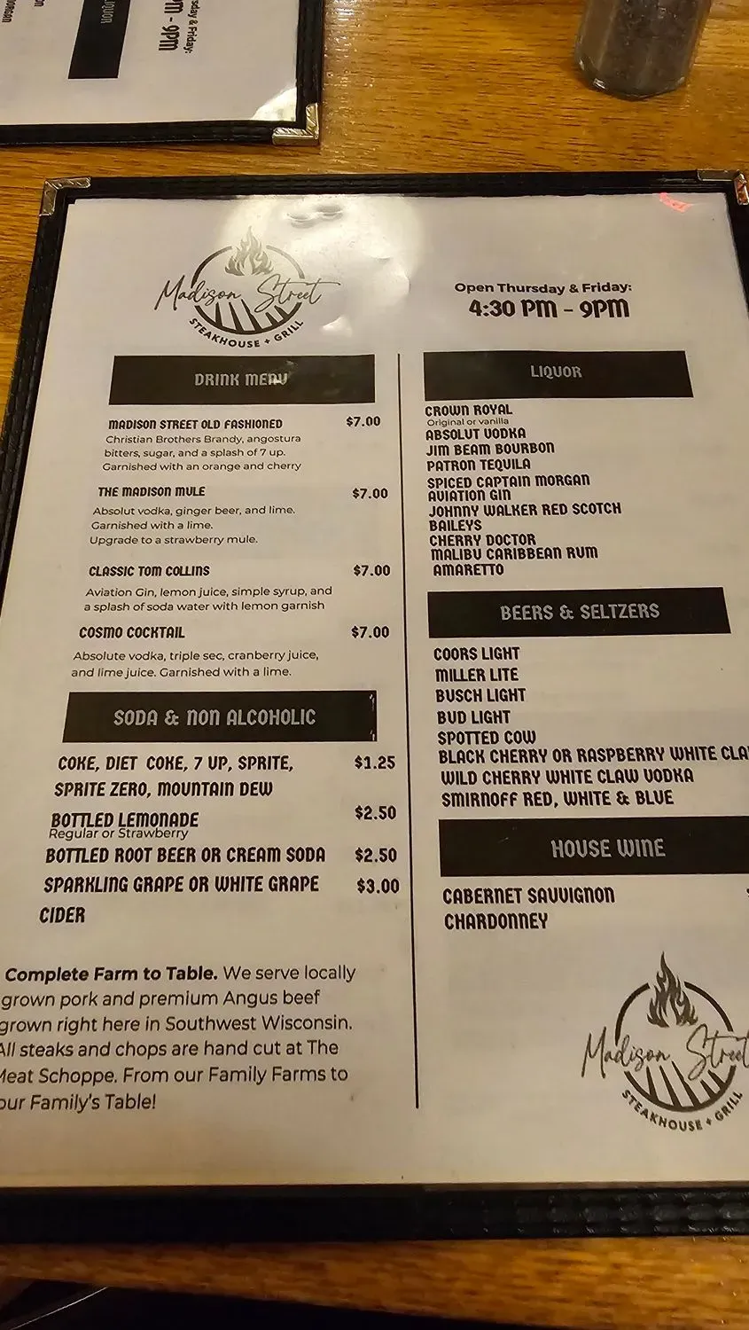 Madison Street steakhouse and grill Menu - Updated October 2025