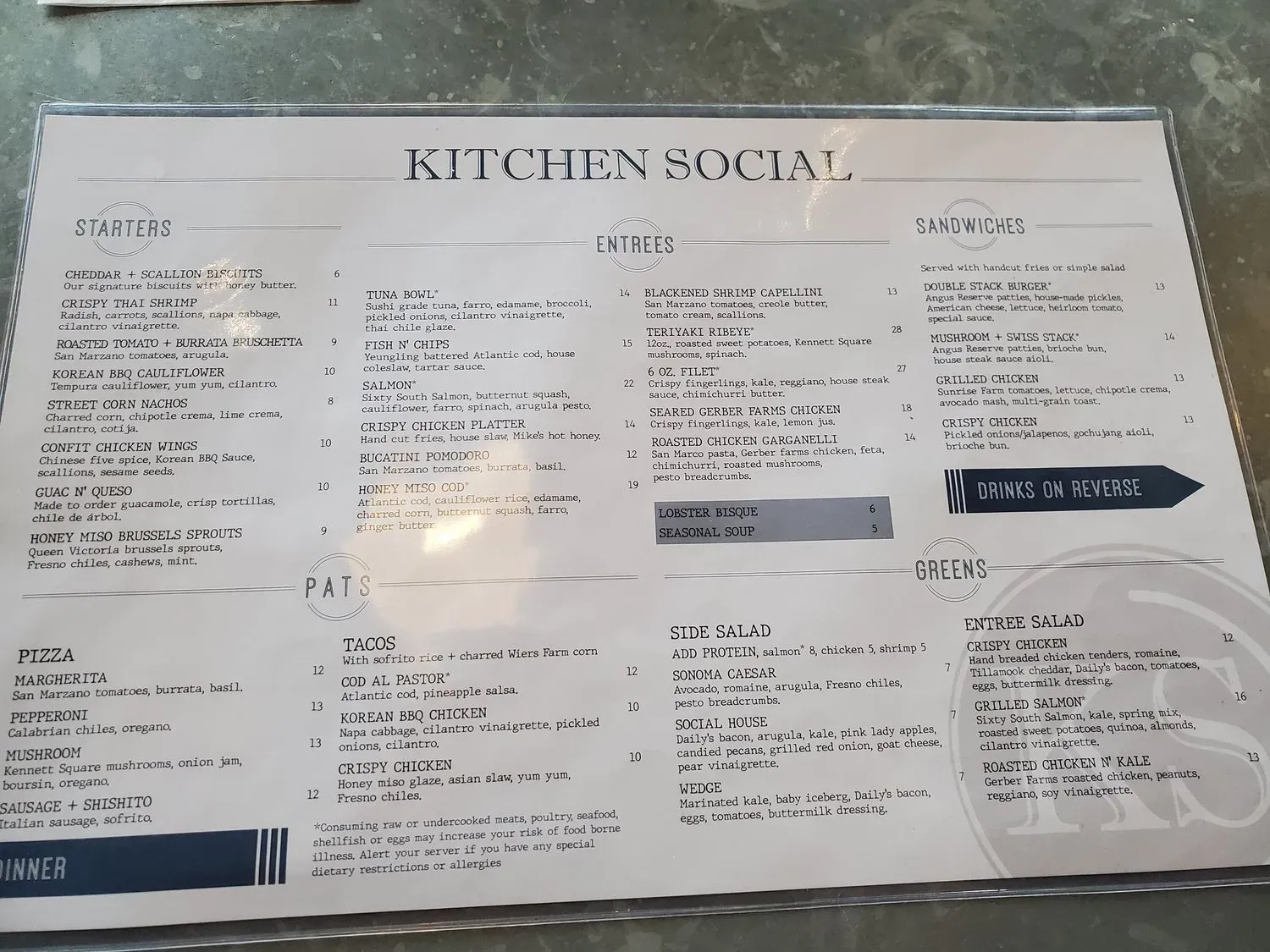 Kitchen Social Menu - Updated October 2025