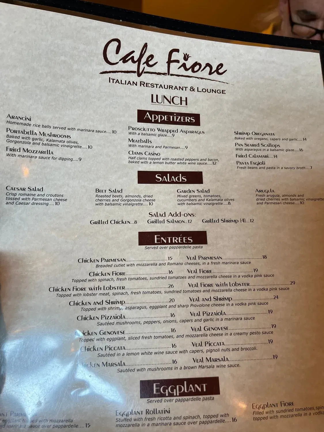 Cafe Fiore Menu - Updated October 2025