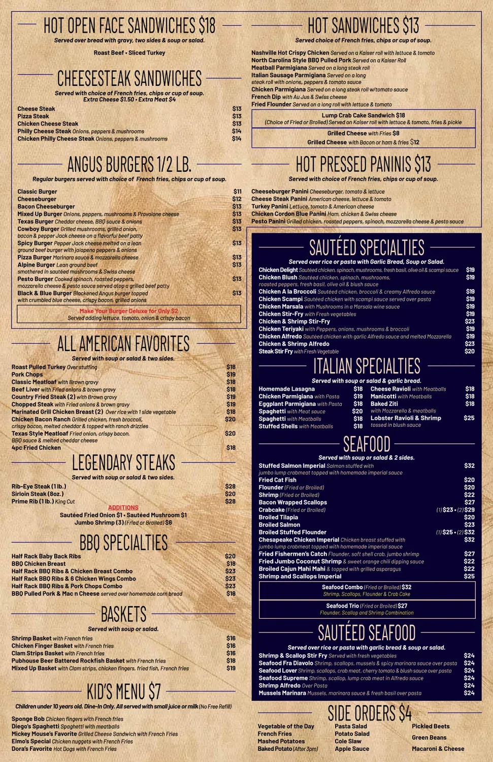 Derby's Bar & Restaurant Menu - Updated October 2025