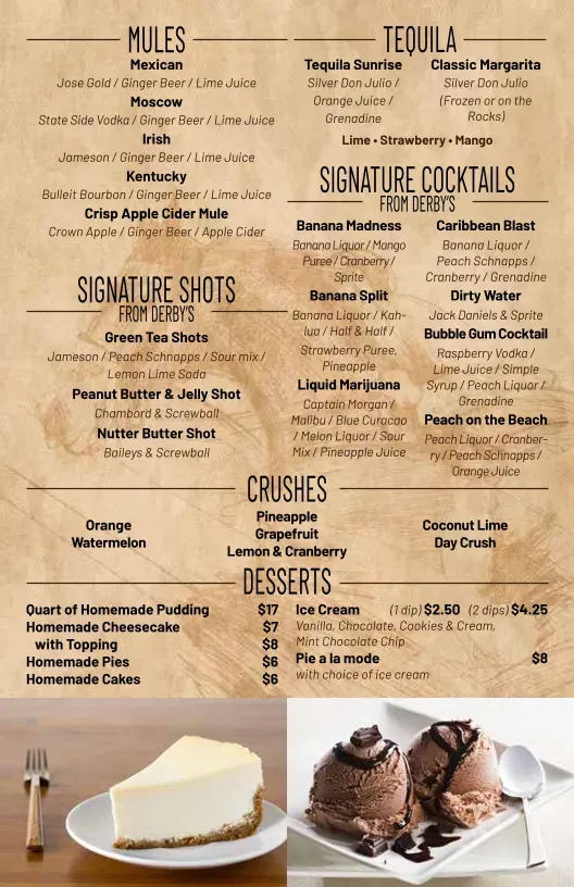 Derby's Bar & Restaurant Menu - Updated October 2025