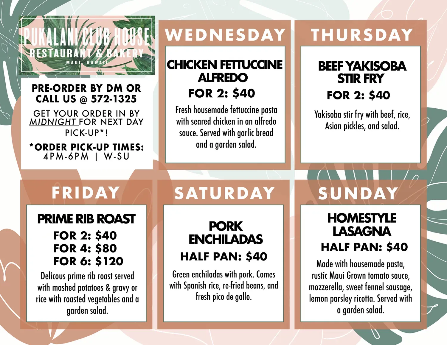 Pukalani Club House Restaurant & Bakery Menu - Updated October 2025