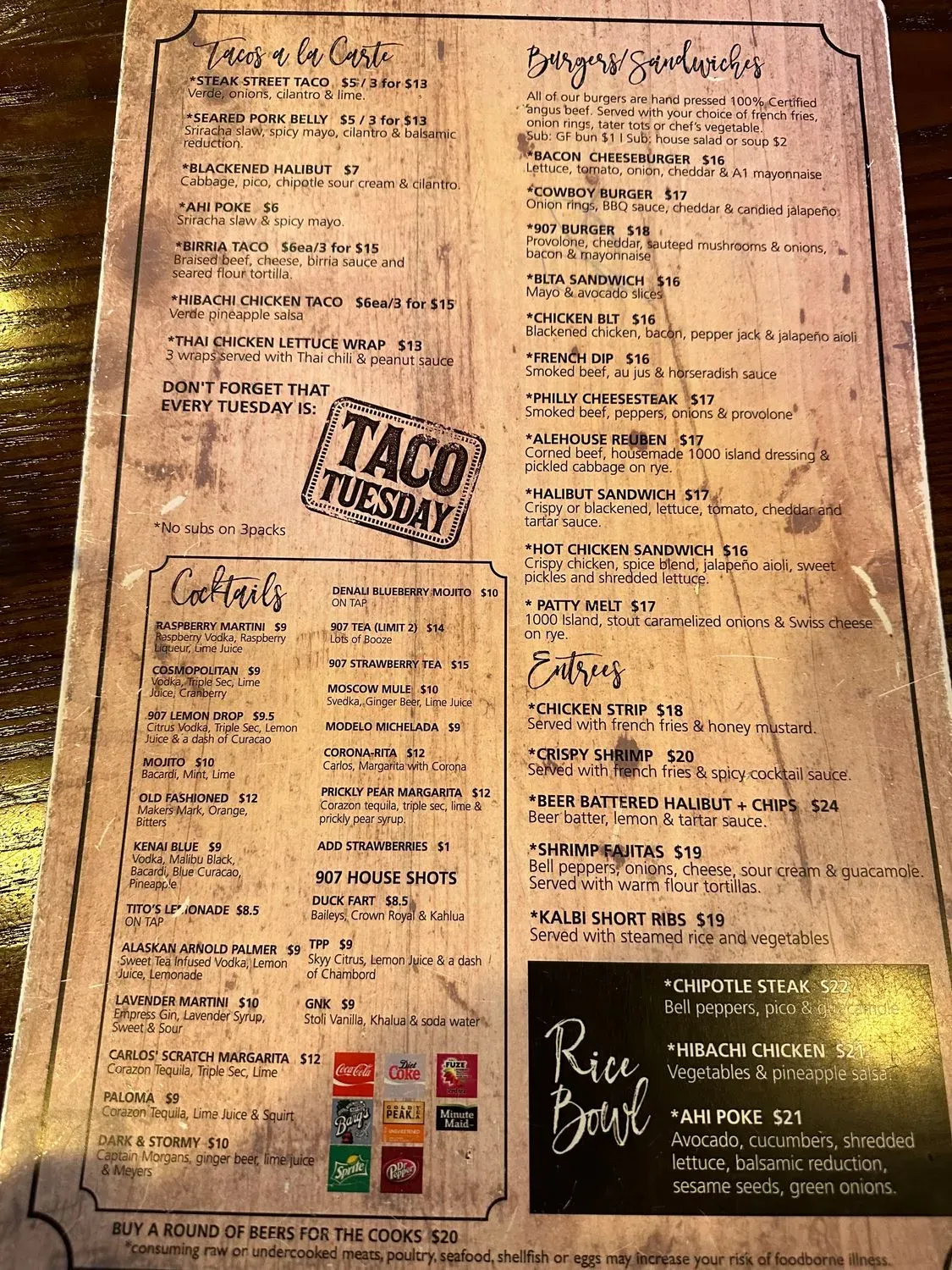 907 Alehouse and Grill Menu - Updated October 2025