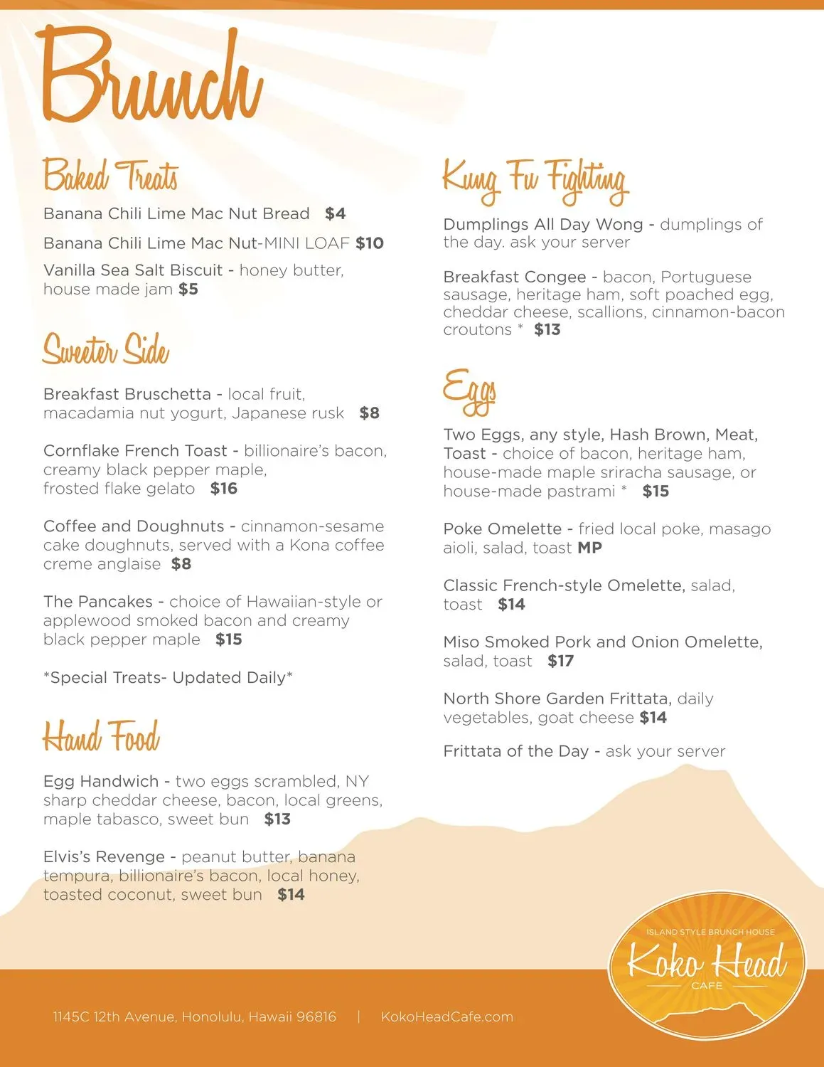 Koko Head Cafe Menu - Updated October 2025