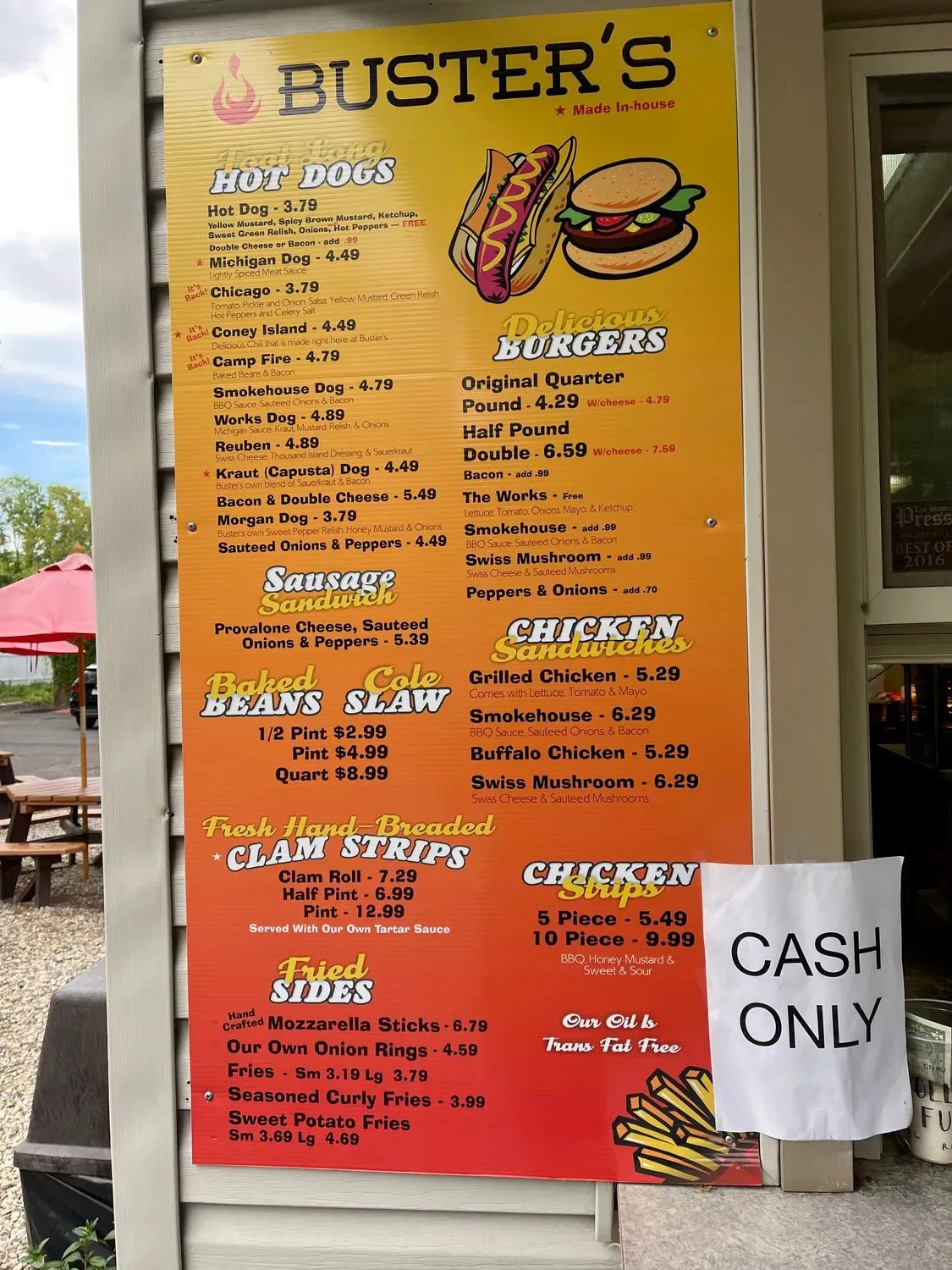 Buster's Drive in - Cash Only Menu - Updated October 2025