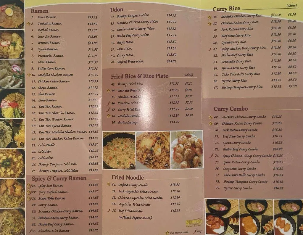 Sumo Ramen & Curry Menu - Updated October 2025