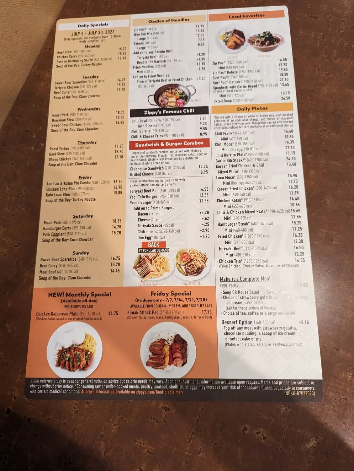 Zippy's Kaneohe Menu - Updated October 2025