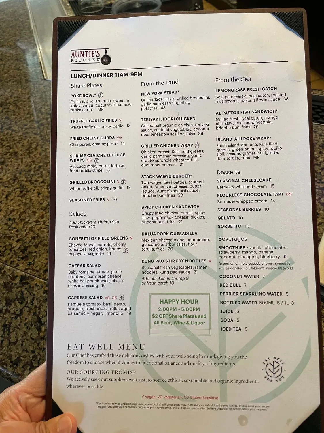 Auntie's Kitchen Menu - Updated October 2025