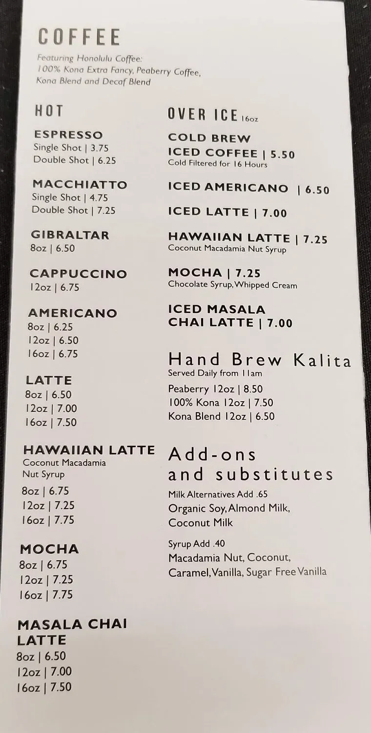 Kai Cafe Menu - Updated October 2025