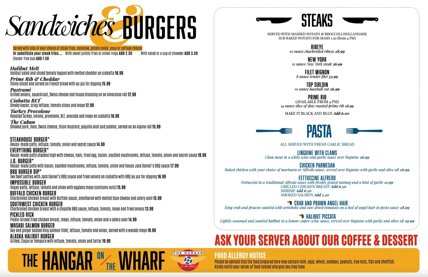 The Hangar On The Wharf Menu - Updated October 2025