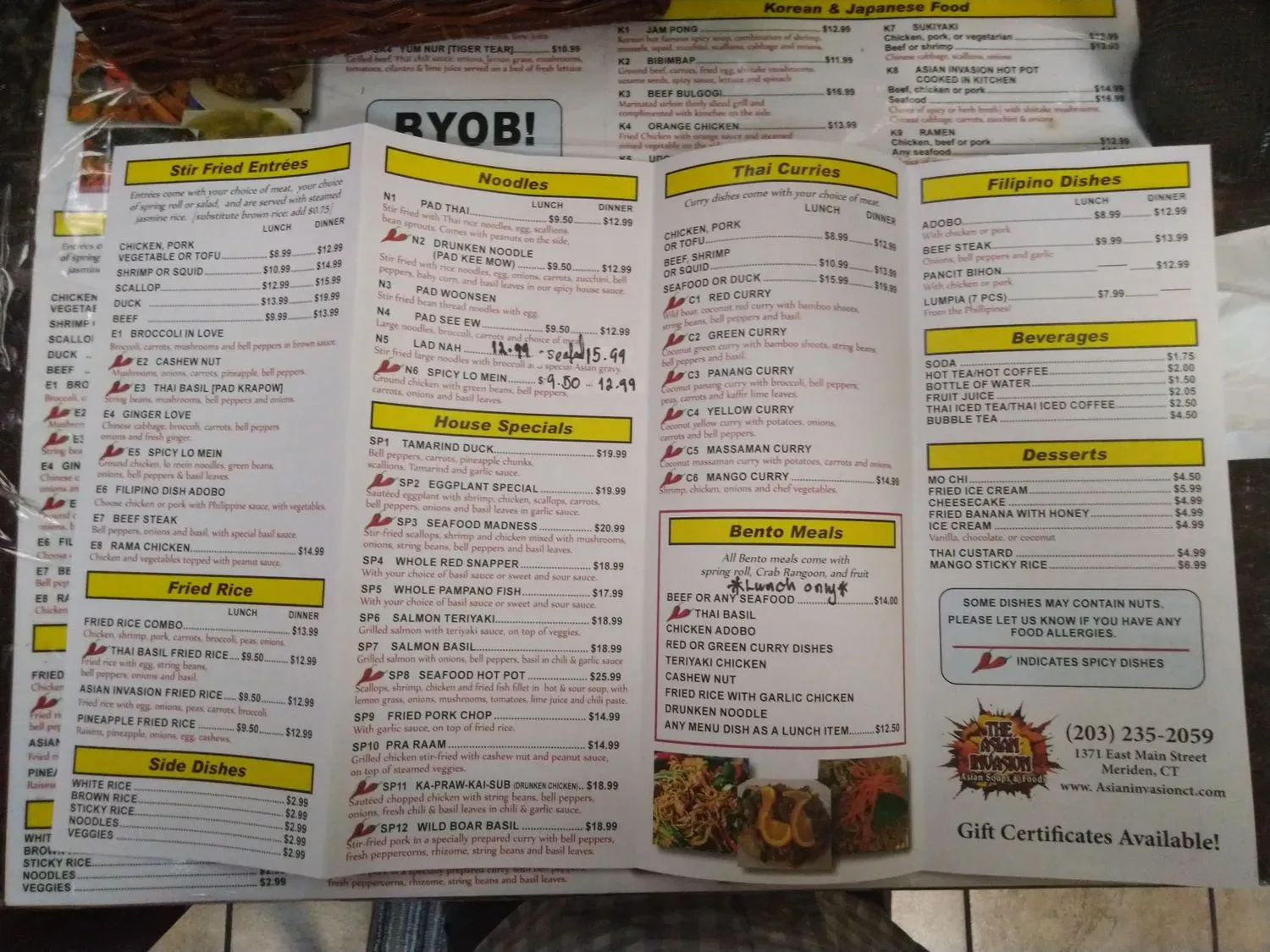 THE ASIAN INVASION Asian soups & foods Menu - Updated October 2025