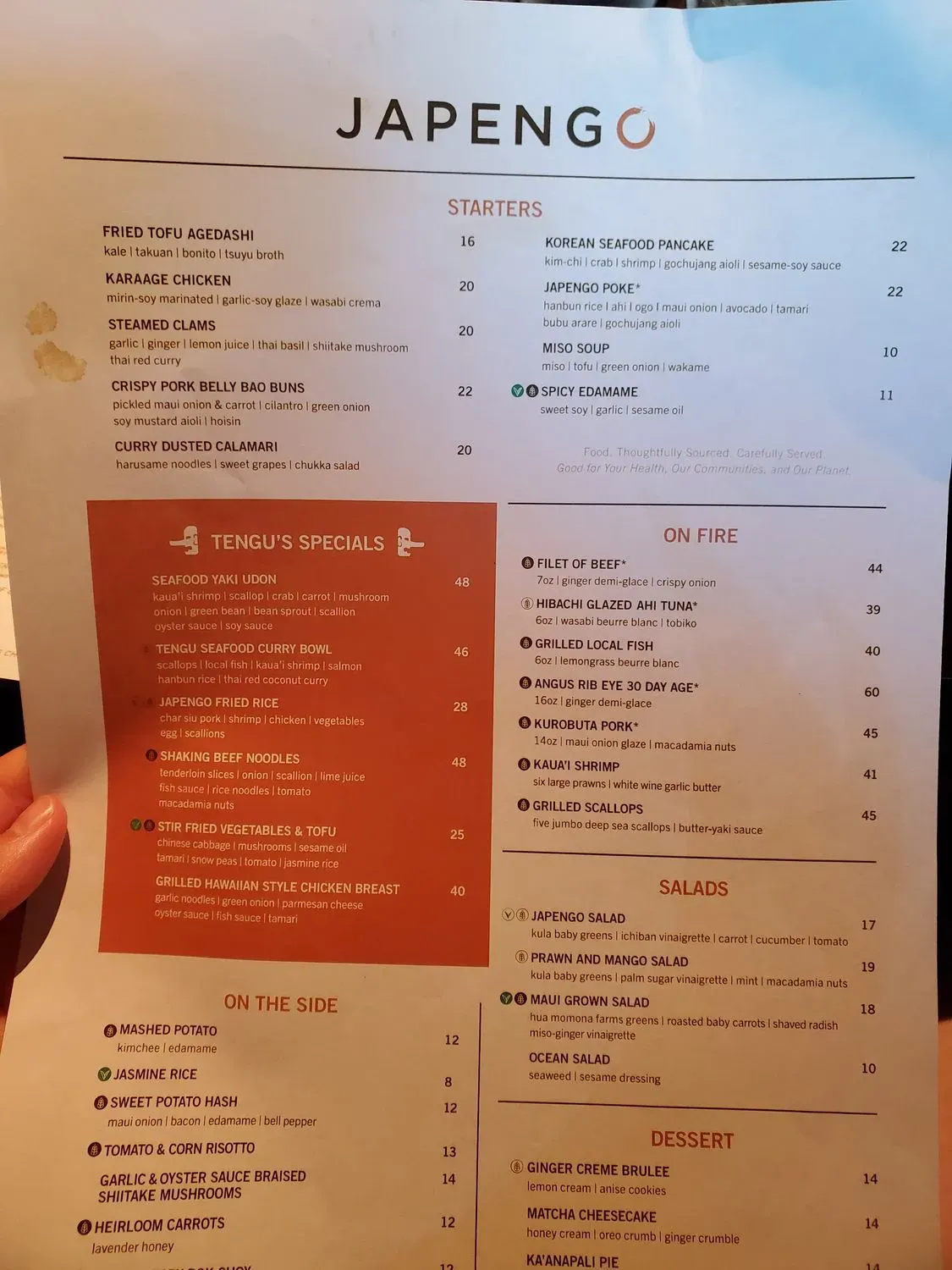 Japengo Menu - Updated October 2025