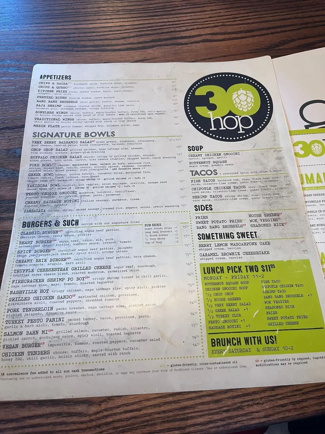 30hop Menu - Updated October 2025