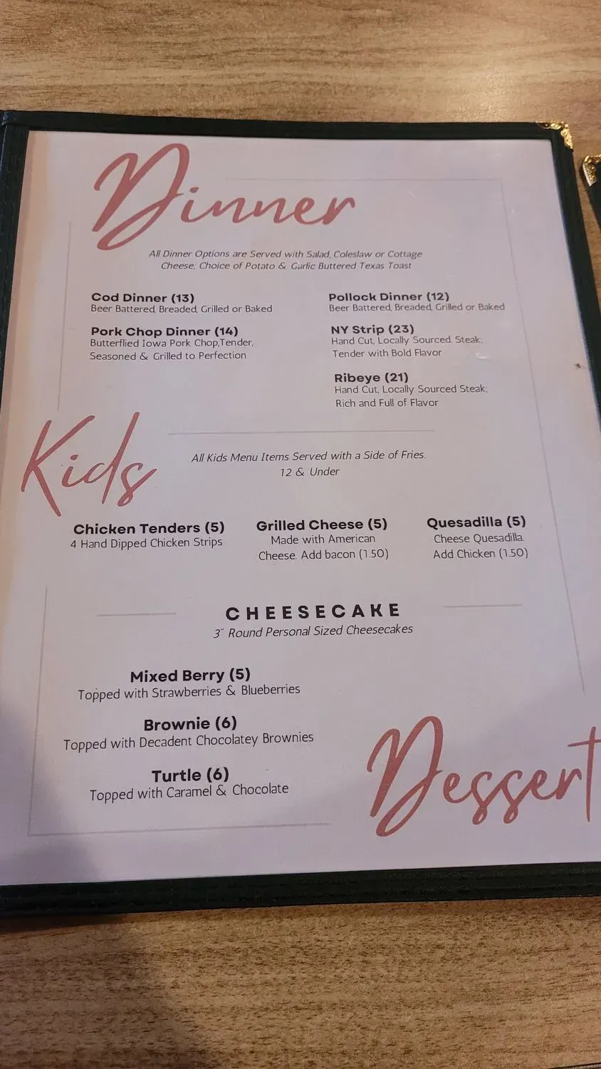 The Copper Cow Menu - Updated October 2025