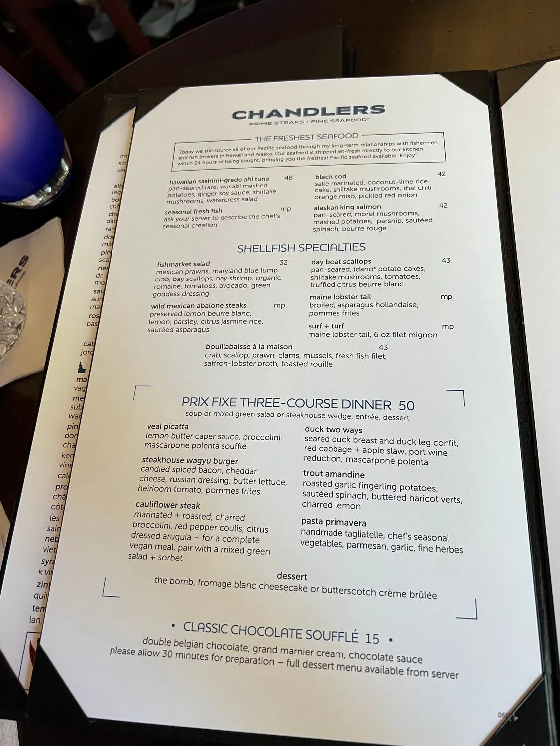 Chandlers Prime Steaks & Fine Seafood Menu - Updated October 2025